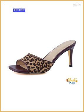 Kitten Heel Sandals Slip On Open Toe Dress Heels Faux Leather